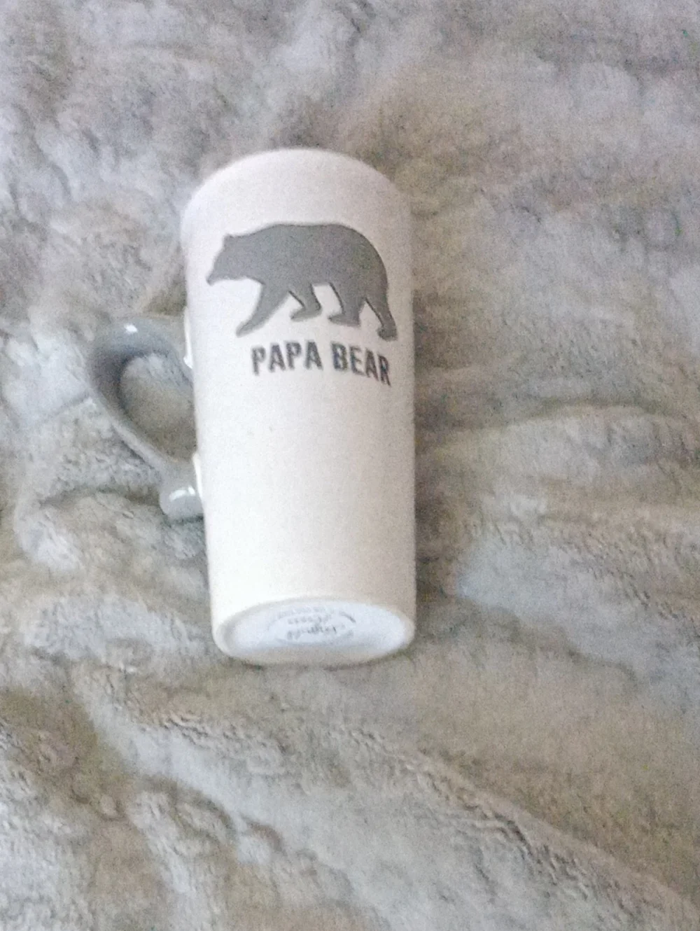 Papa Bear Tall Ceramic Mug in White and Gray